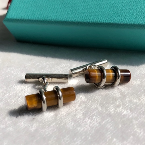 Tiffany & Co. Sterling and Tigers Eye Cuff Links - Picture 5 of 7